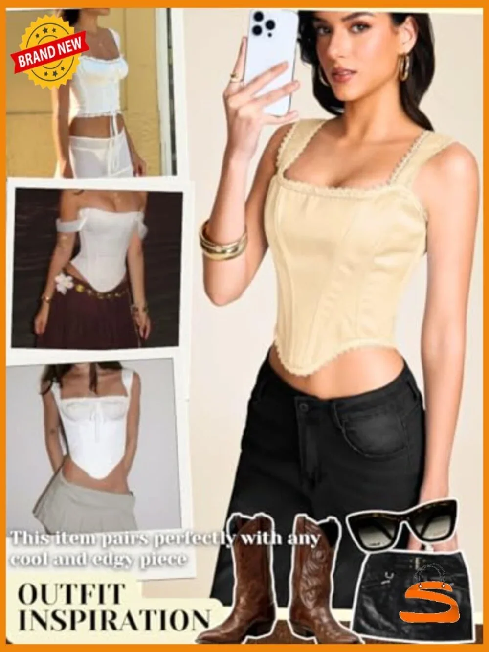 Satin Corset Bustier Crop Top Lace Trim Renaissance Fairy